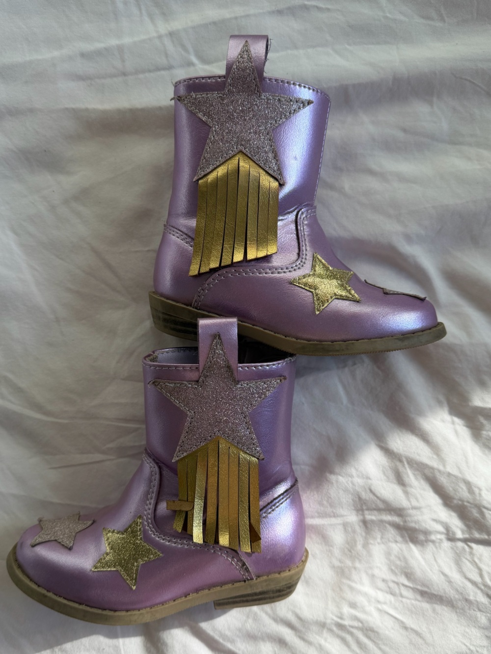 Old Navy Metallic Lavender Star Western Boots with Gold Accents